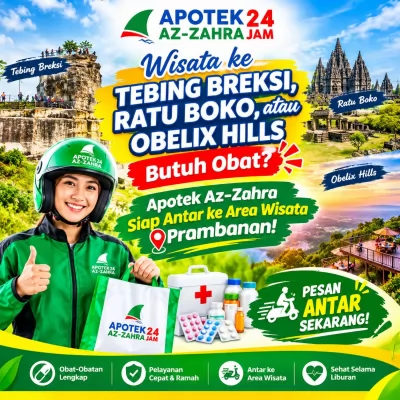 Wisata ke Tebing Breksi, Ratu Boko, atau Obelix Hills Butuh Obat? Apotek Az-Zahra Siap Antar ke Area Wisata Prambanan